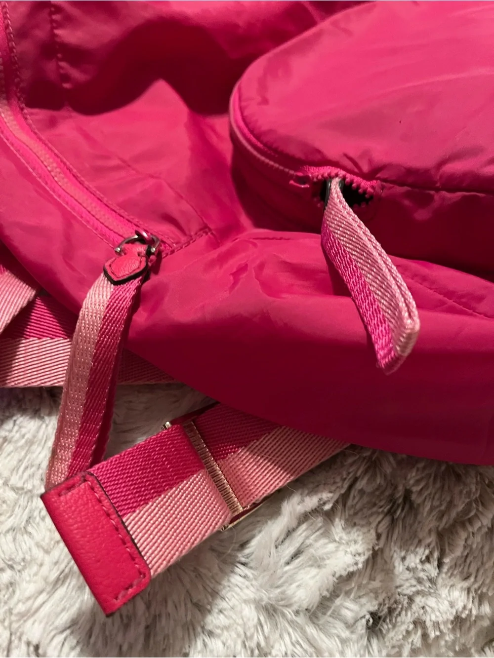 kate spade Bright Magenta Packable Nylon Backpack with Front Pocket